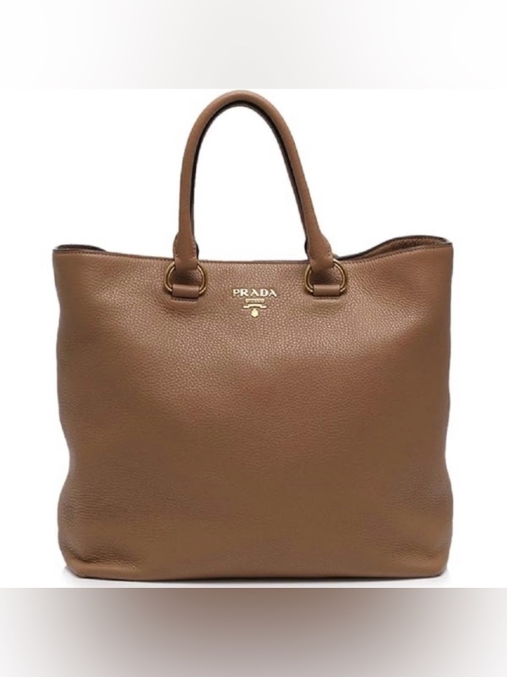 Prada Vitello Phoenix Brown Leather Tote with Strap and Gold Logo, ‼️NFS‼️